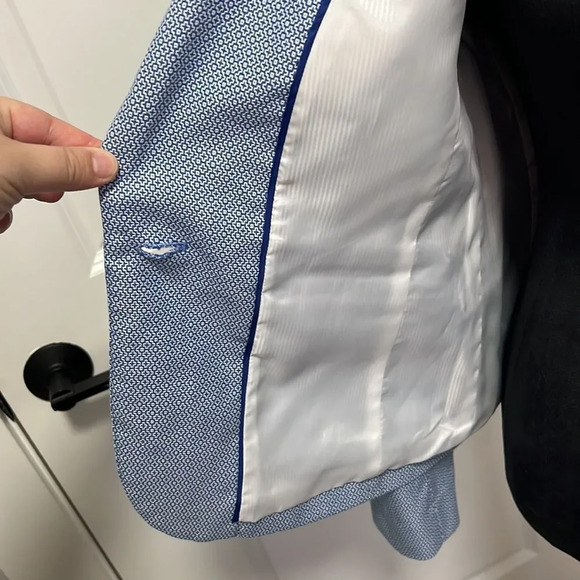 TALBOTS || women’s blue and white 100% cotton blazer size 2 - Picture 6 of 9